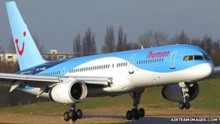 A Boeing 757 airplane operated by Thomson