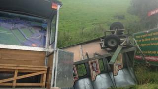 The mini-train overturned at Drumhoney Holiday Park on Sunday morning