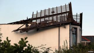 Damaged house in Tycroes