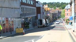 Emergency services in Longbrook Street, Exeter