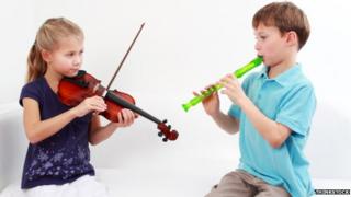 Children playing musical instruments