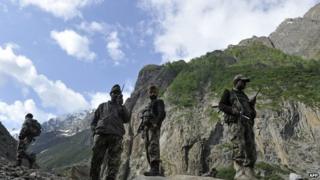 File photo (January 2013) of Indian soldiers on the Line of Control.
