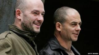 Artists Jake (l) and Dinos Chapman at the Royal Academy of Arts in London