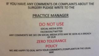 Sign at St Lawrence surgery