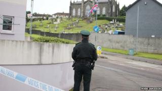 The graveyard has been cordoned off while the suspicious object is examined