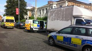 Police at woodville street in Glasgow