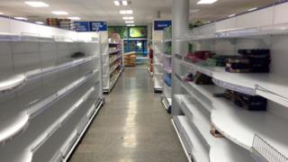 Empty supermarket shelves in Cuba