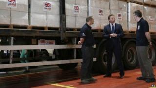 David Cameron at UK aid centre