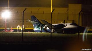 Plane by runway at Robin Hood Airport, Doncaster