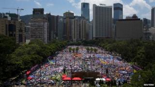 Thousands attended Sunday's pro-Beijing rally in Hong Kong