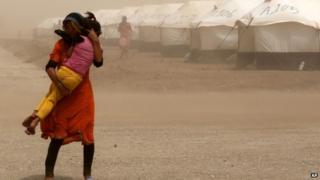 Iraqi refugees at camp