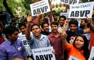 Protests against the Civil Services Aptitude Test in Delhi, India, August 2014