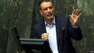Reza Faraji-Dana addresses the Iranian parliament on 20 August 2014