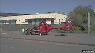 air ambulance lands at site of crash on the A4061 in Bridgend