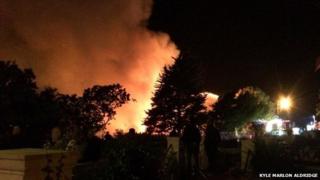 Alexandra Yacht Club, Southend, Essex on fire