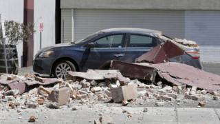 Car and rubble