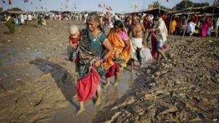 File picture of Hindu devotees celebrating Somvati Amavasya in Allahabad, India