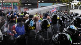 Police at riot in Belfast city centre