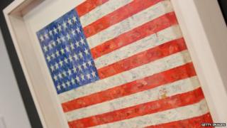 Jasper Johns' 'Flag', 1960-66, on display at Christie's in New York 7 May 2010