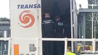 Lorry discovered with suspected stowaways in Peterborough