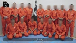 IS video purportedly showing captured Kurdish soldiers. 28 Aug 2014