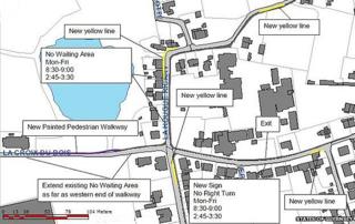 Map showing changes to traffic around the Vale Primary School, in Guernsey