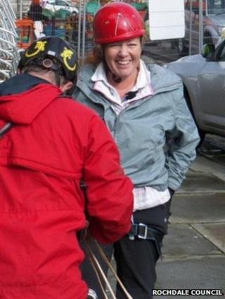 Emma Dunham nee Metcalfe after her abseil