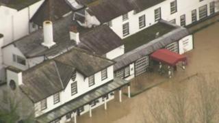 Flooded Burford Bridge Hotel