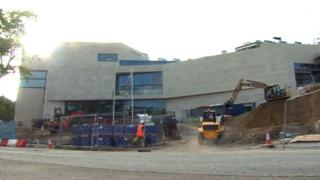 Pontio buildings under construction in September 2014, Bangor