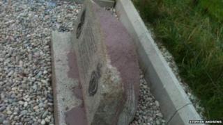 memorial to three Scottish soldiers murdered by the IRA in north Belfast has been attacked with paint