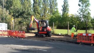 Cycle path under construction
