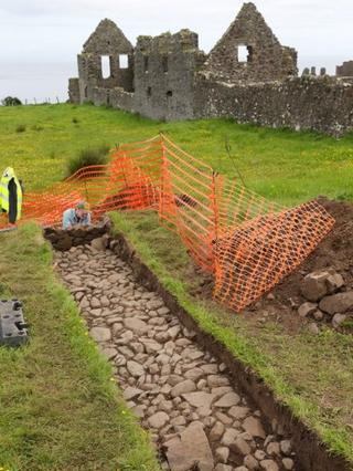 Road revealed by excavation