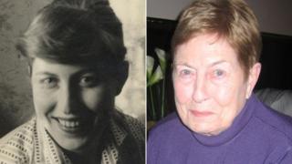 Sheila Parry (nee Davies) at college and today