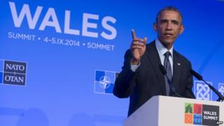 President Obama addresses members of Nato in Wales on 5 September 2014