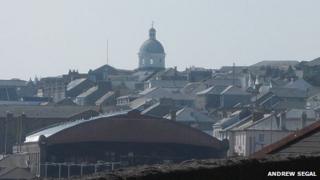 The domed building can be seen through Penzance