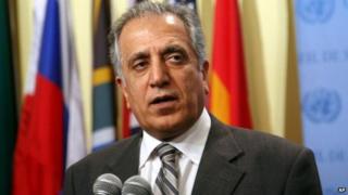 Zalmay Khalilzad, U.S. Ambassador to the UN, at UN HQ in New York on 10 August 2008
