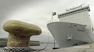 RFA Mounts Bay in Falmouth
