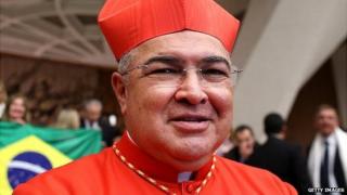Newly appointed Cardinal Orani Joao Tempesta, Archbishop of Rio de Janeiro, greets visitors in Vatican City. 22 Feb 2014