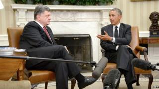 President Barack Obama meets Ukrainian President Petro Poroshenko in the Oval Office