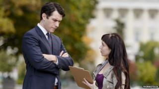 Woman taking an opinion poll