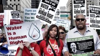 Protestors in Detroit