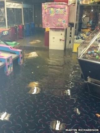 Flood water at the Happidrome