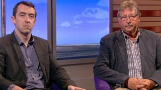 Sinn Féin MLA Daithí McKay and the DUP's Sammy Wilson hold differing views on whether extra powers should be given to Stormont
