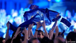 Croatians celebrate the country's entry to the EU, 30 June 2013