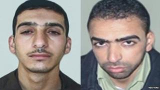 Photos supplied by Shin Bet of Marwan Qawasmeh, left, and Amer Abu Aisha. 26 June 2014