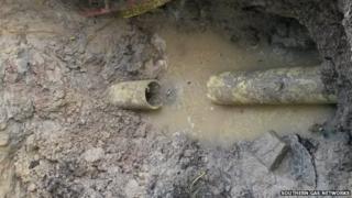 Water damage to gas main pipe on Culliford Crescent