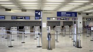 Deserted Air France checking in area