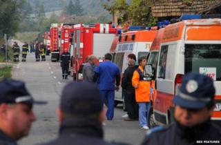 Bulgarian emergency services at the scene near Gorni Lom. 2 October