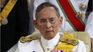 In this 9 April 2012 file photo, Thai King Bhumibol Adulyadej is pushed on a wheelchair as he leaves Siriraj hospital to preside over the royal cremation of his cousin Princess Bejaratana Rajasuda Sirisobhabannavadi in Bangkok, Thailand