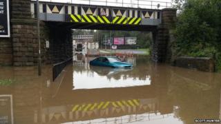 Flood water under bridge at Team Valley. Photo: Scott Hunter